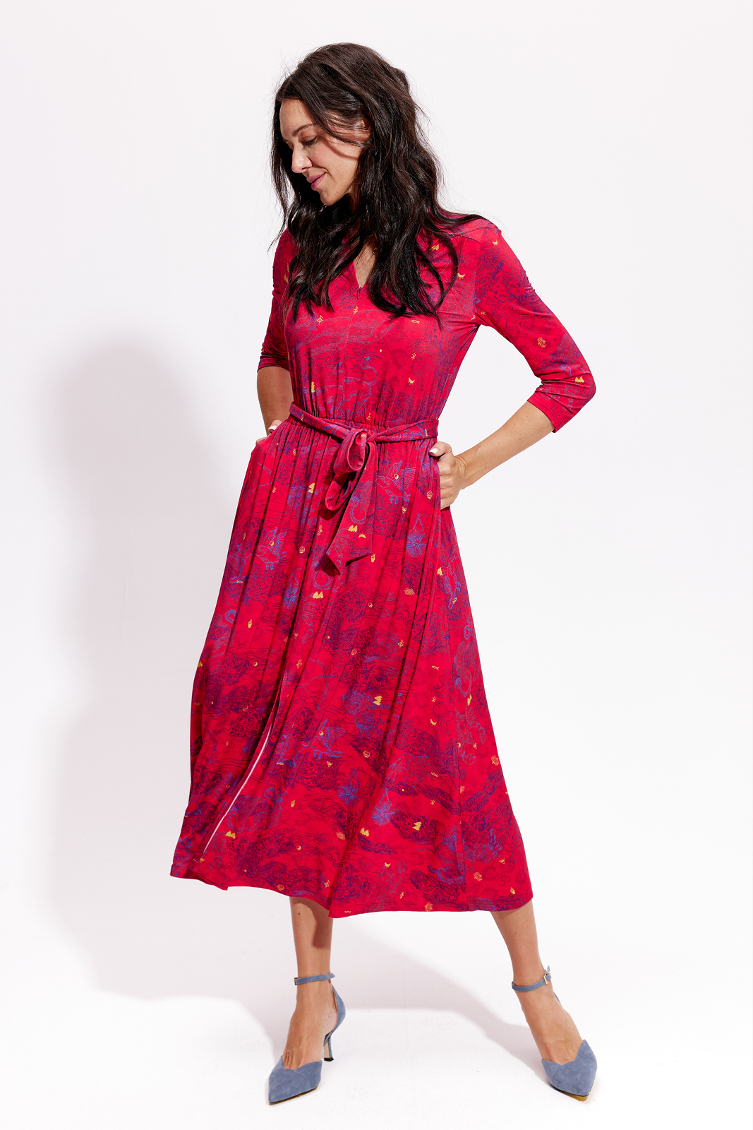 LIBERTY DRESS print wish you luck red