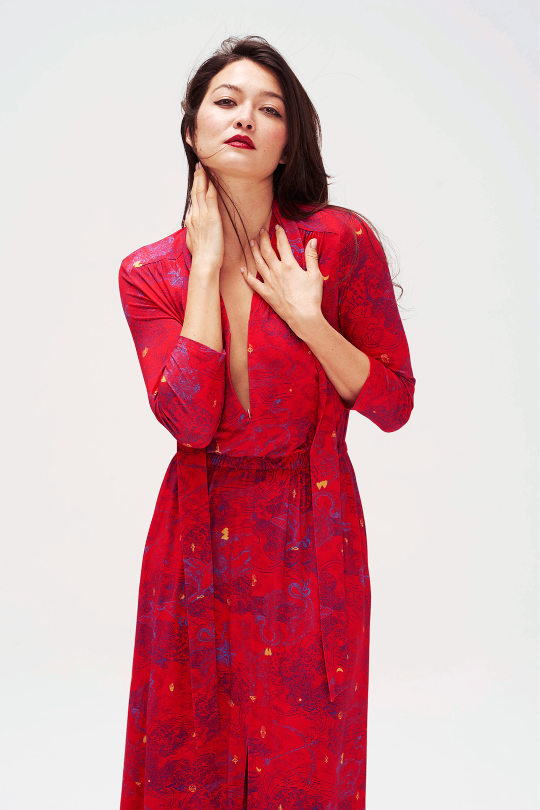 LIBERTY DRESS print wish you luck red