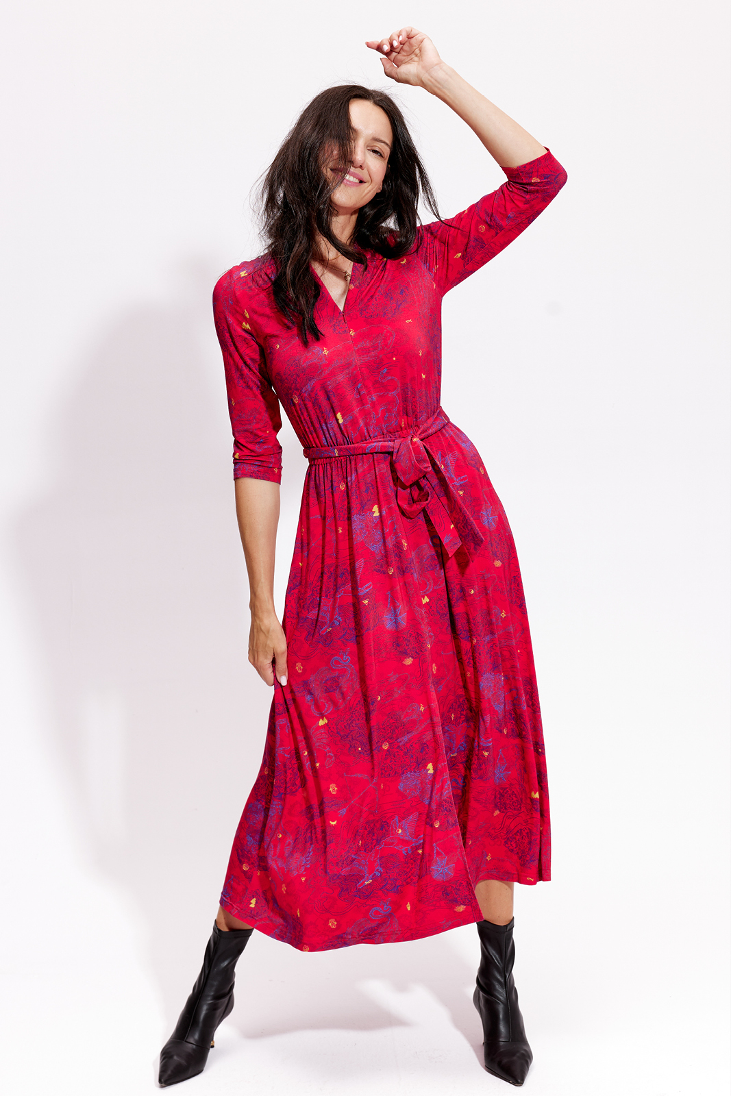 LIBERTY DRESS print wish you luck red