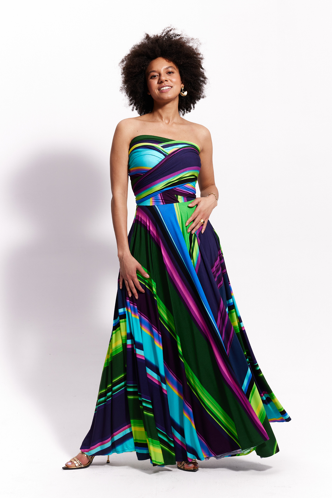 INFINITY DRESS MAXI ethno stripes