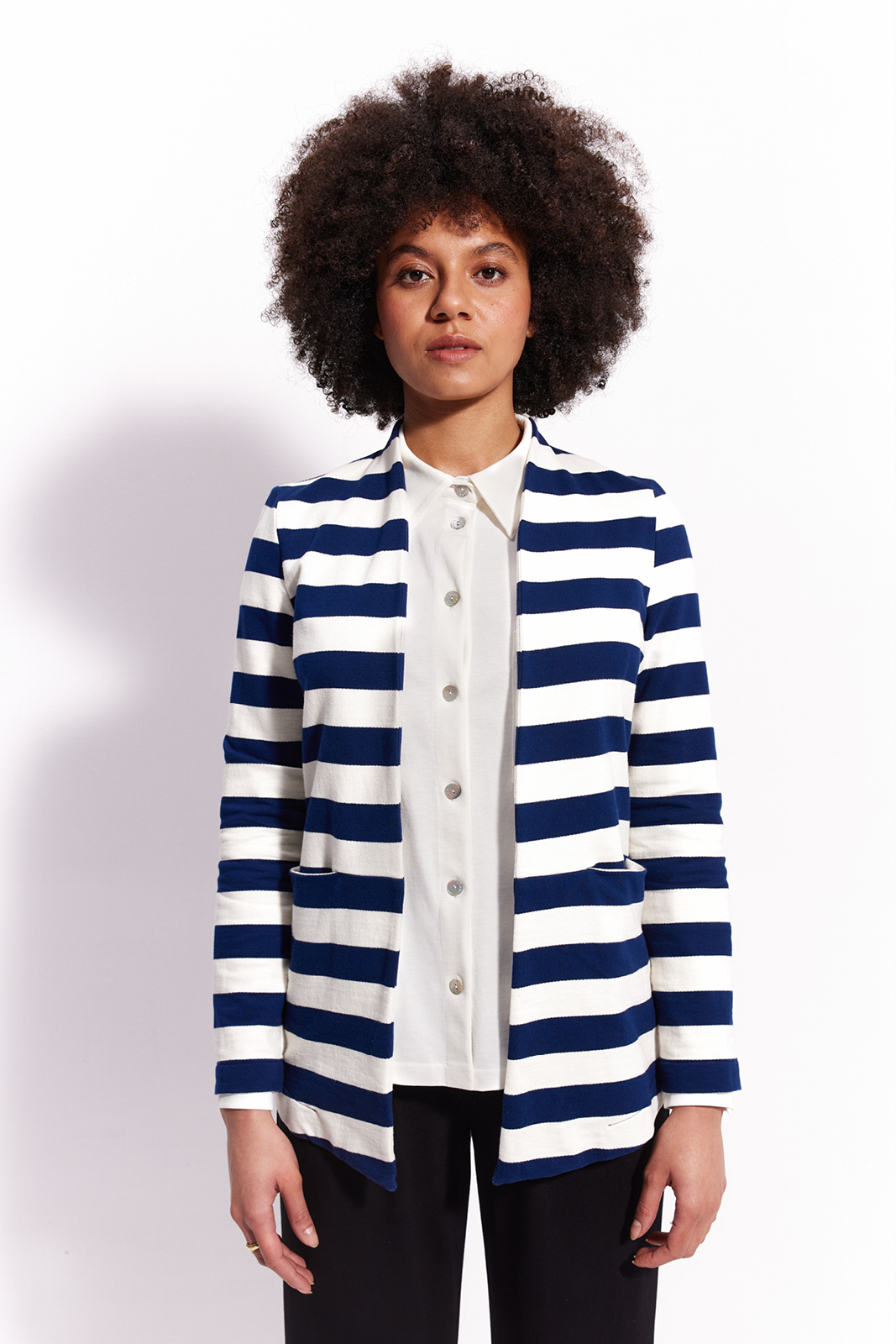 OUT OF OFFICE navy & ivory stripes