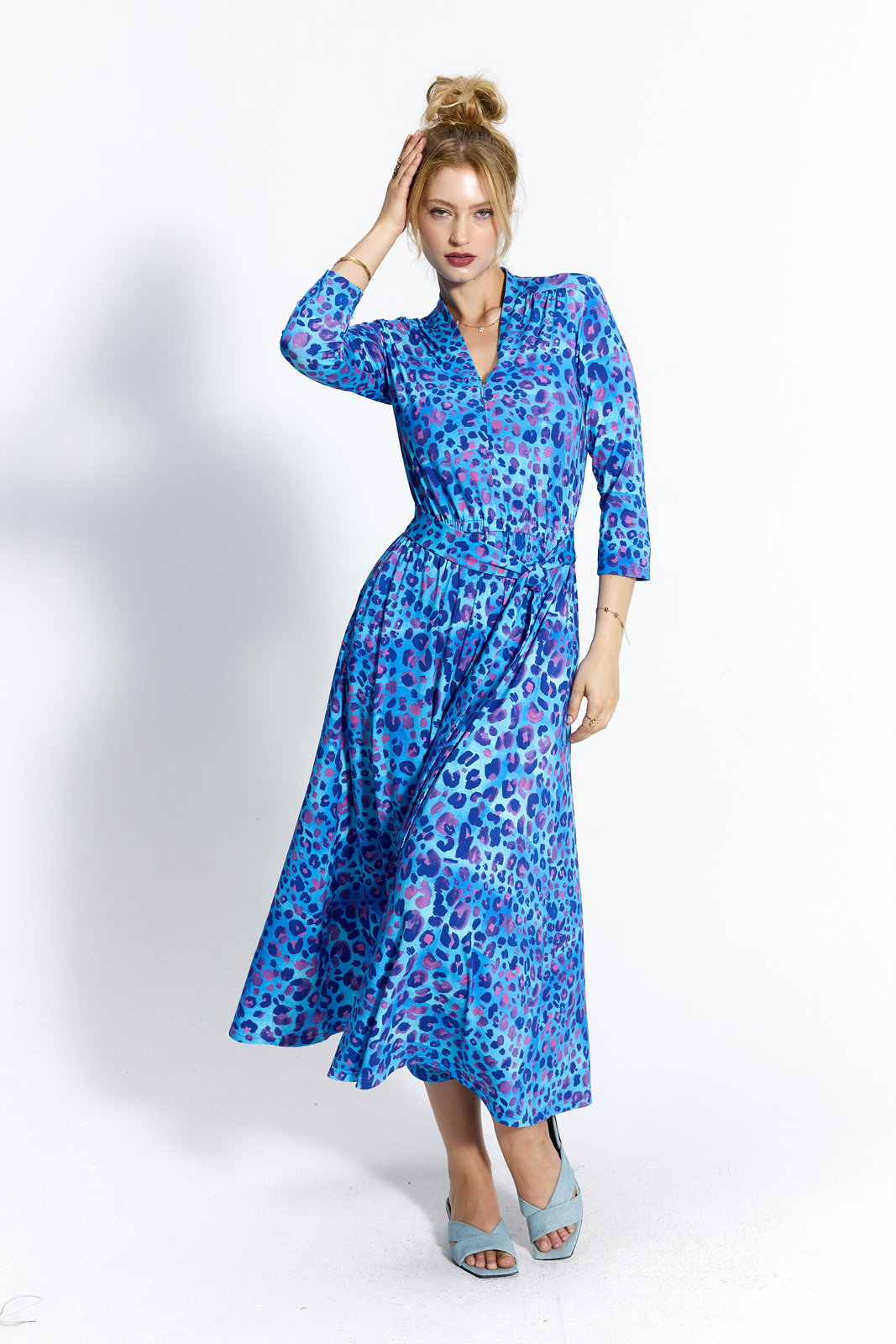 LIBERTY DRESS blue panther print