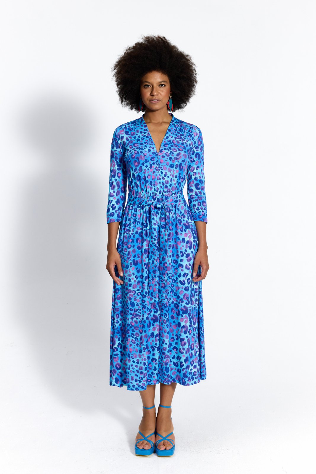 LIBERTY DRESS blue panther print