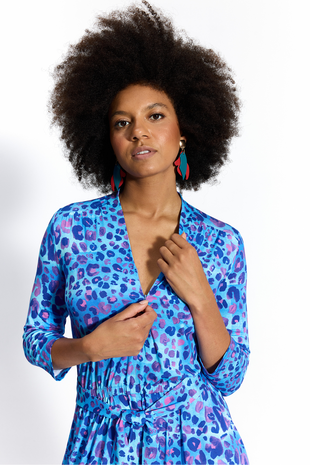 LIBERTY DRESS blue panther print