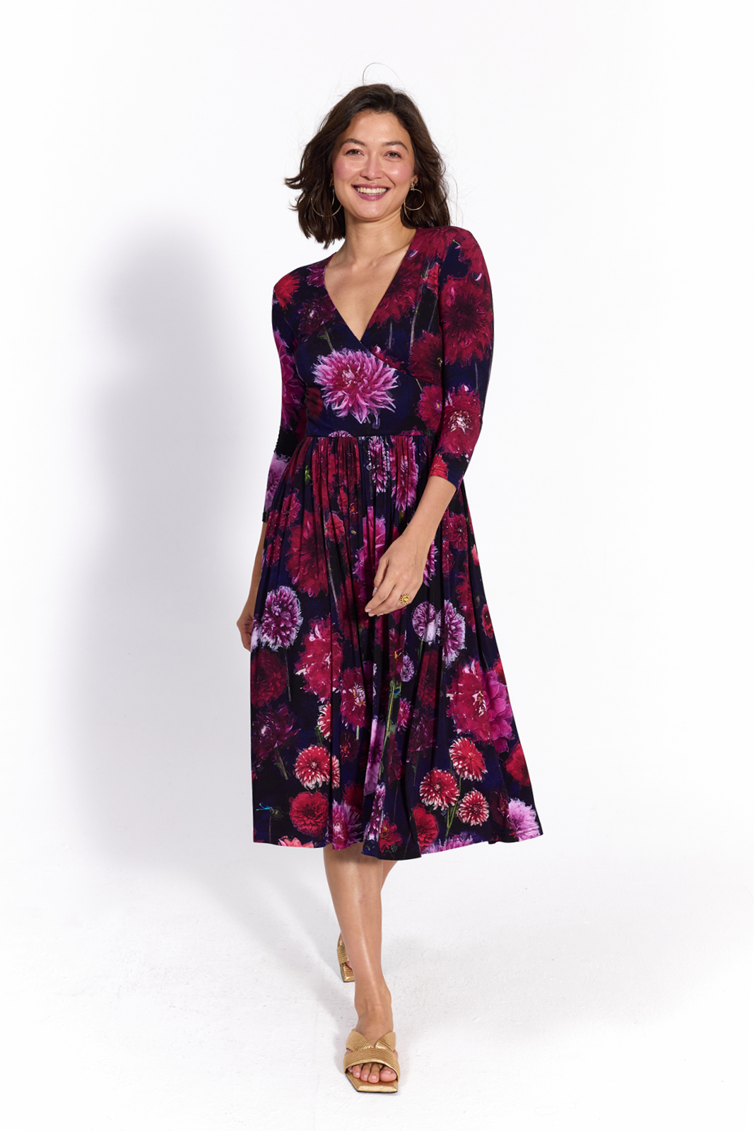 WRAP DRESS dahlias print