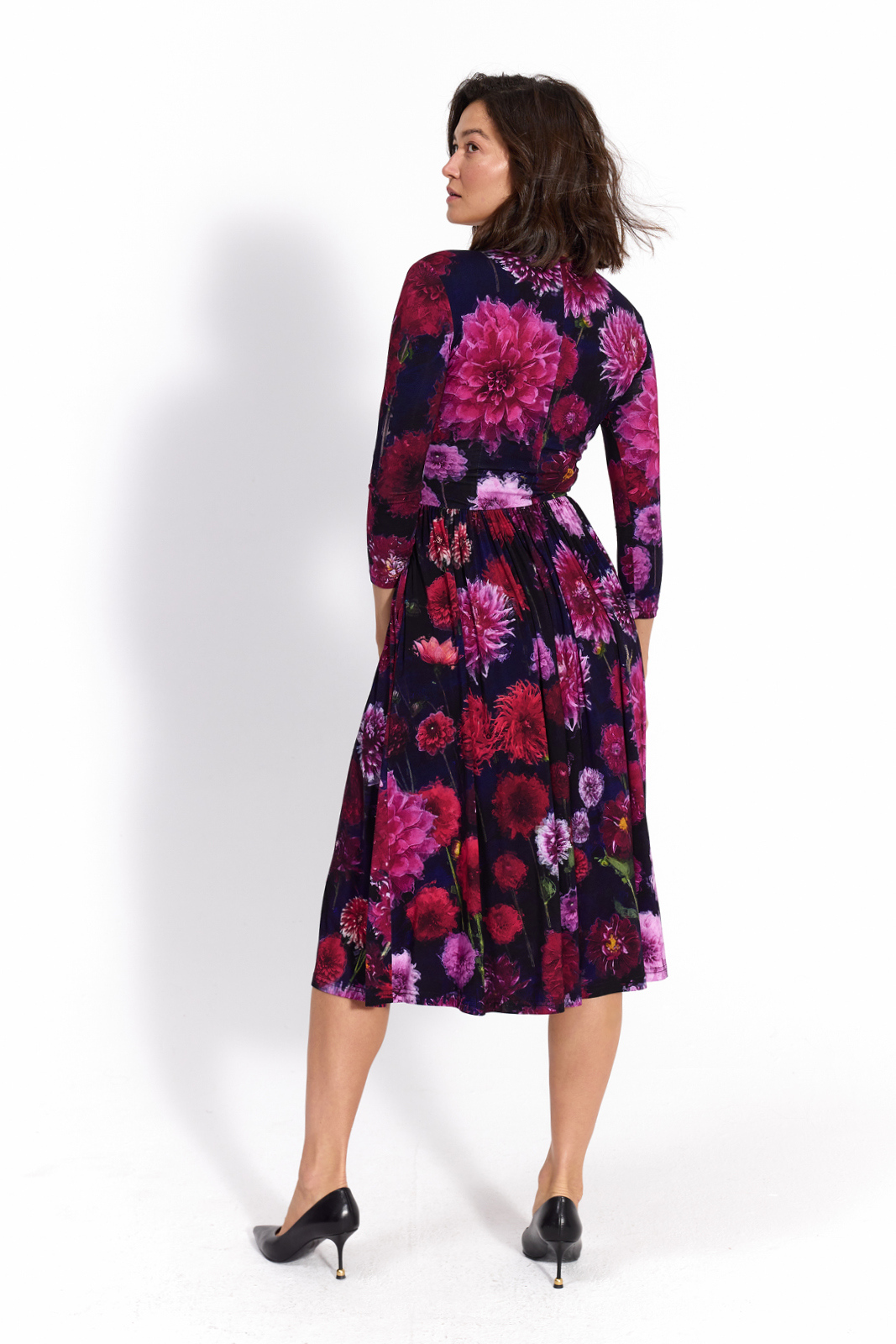 WRAP DRESS dahlias print