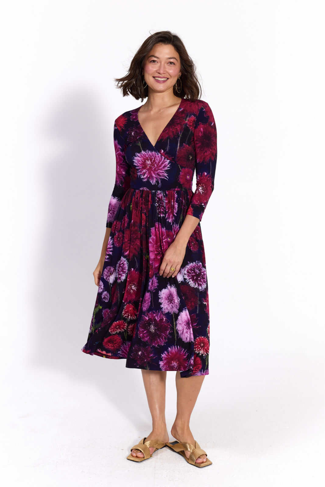 WRAP DRESS dahlias print