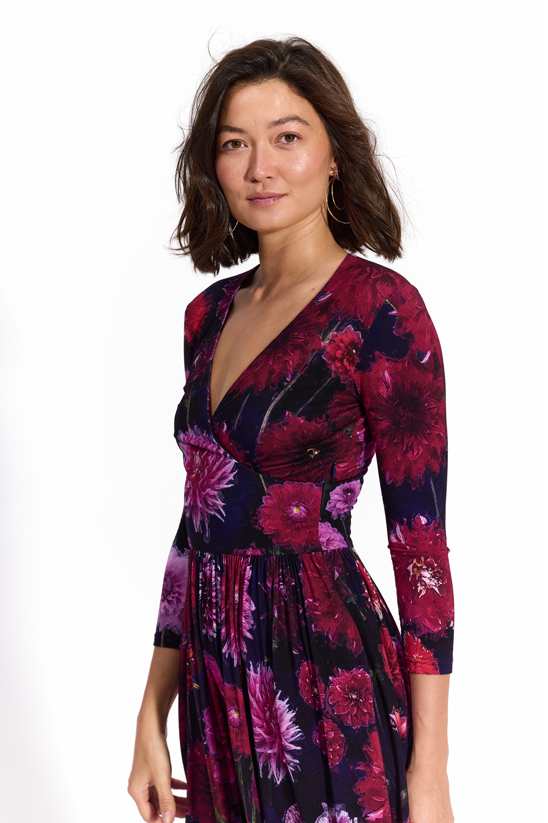 WRAP DRESS dahlias print