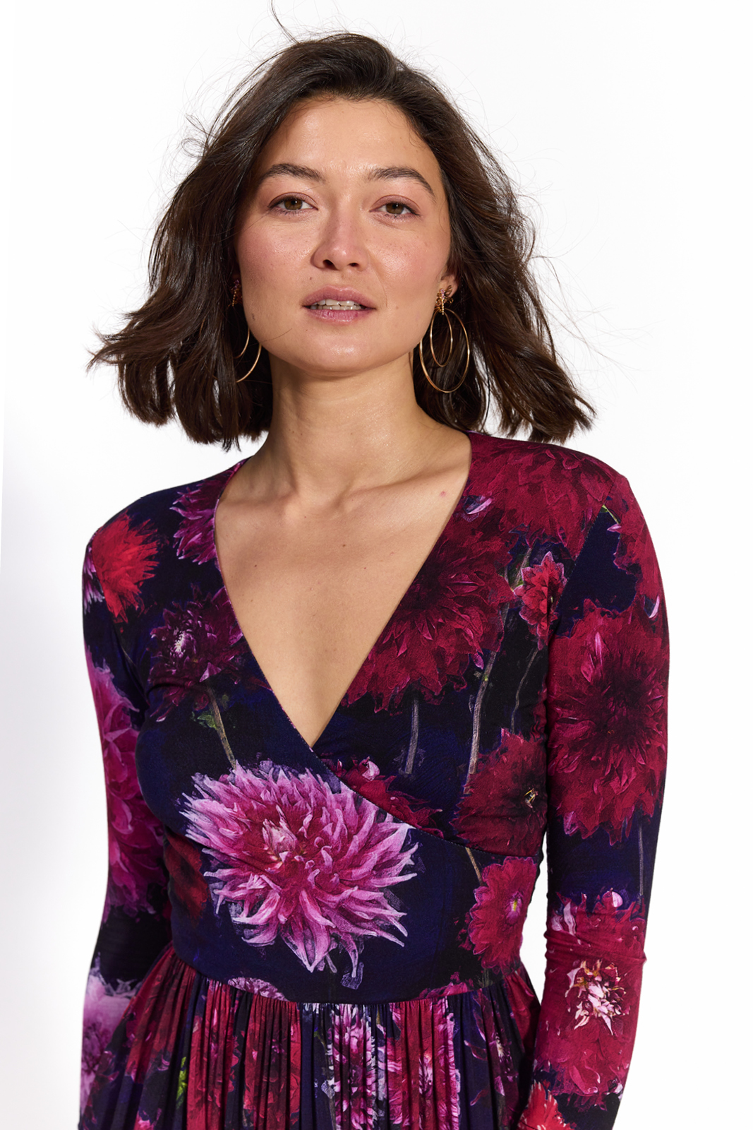 WRAP DRESS dahlias print