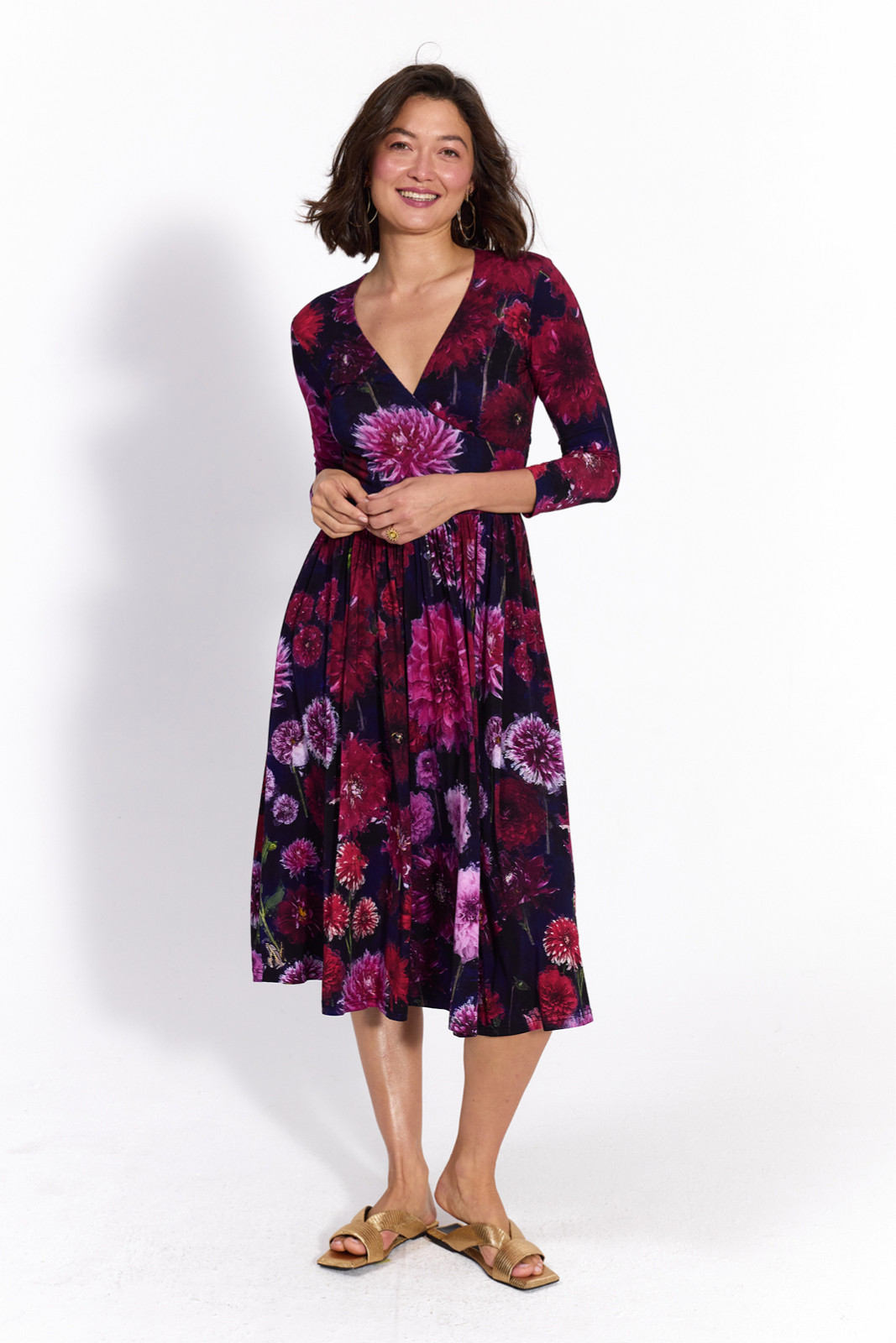 WRAP DRESS dahlias print