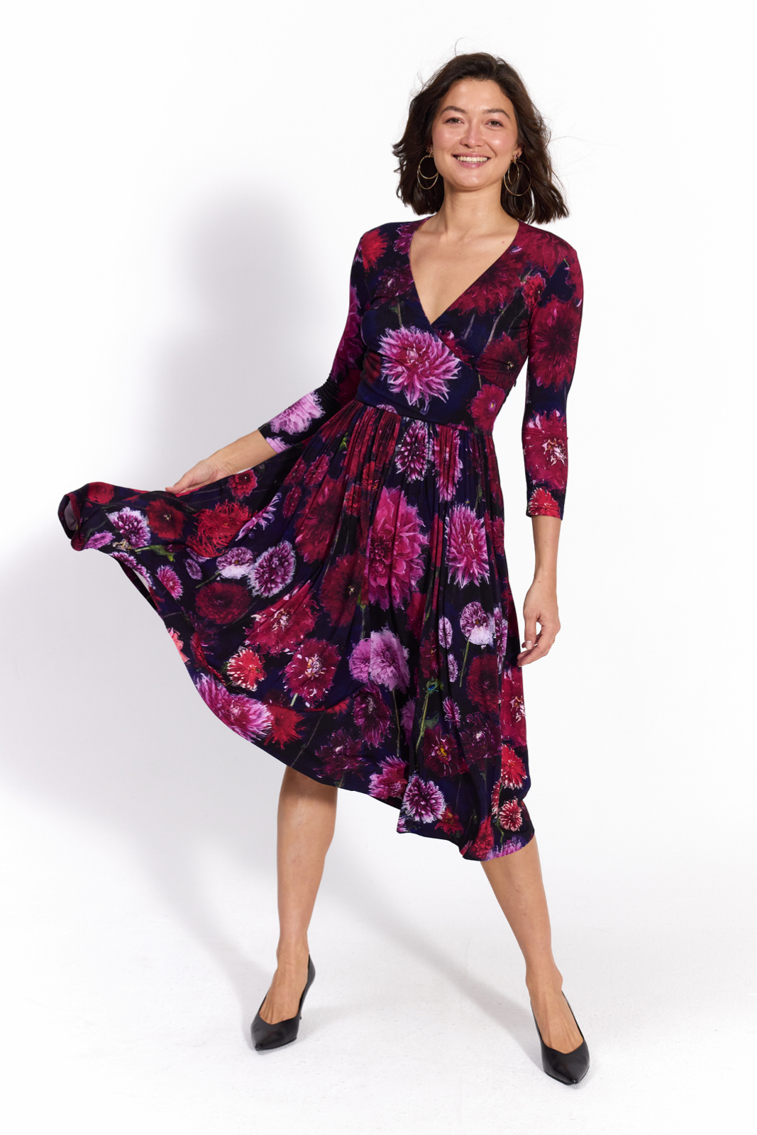 WRAP DRESS dahlias print