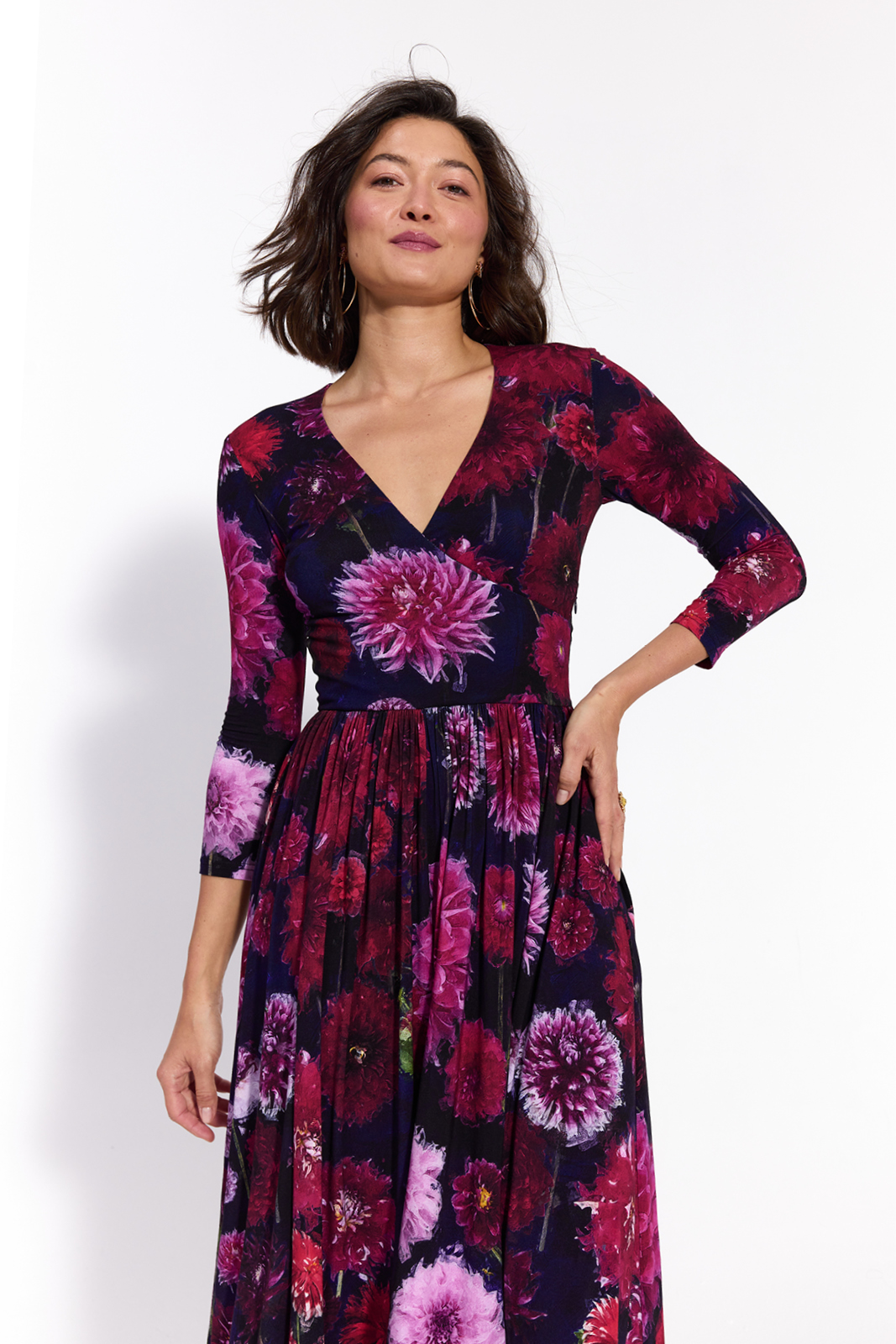 WRAP DRESS dahlias print