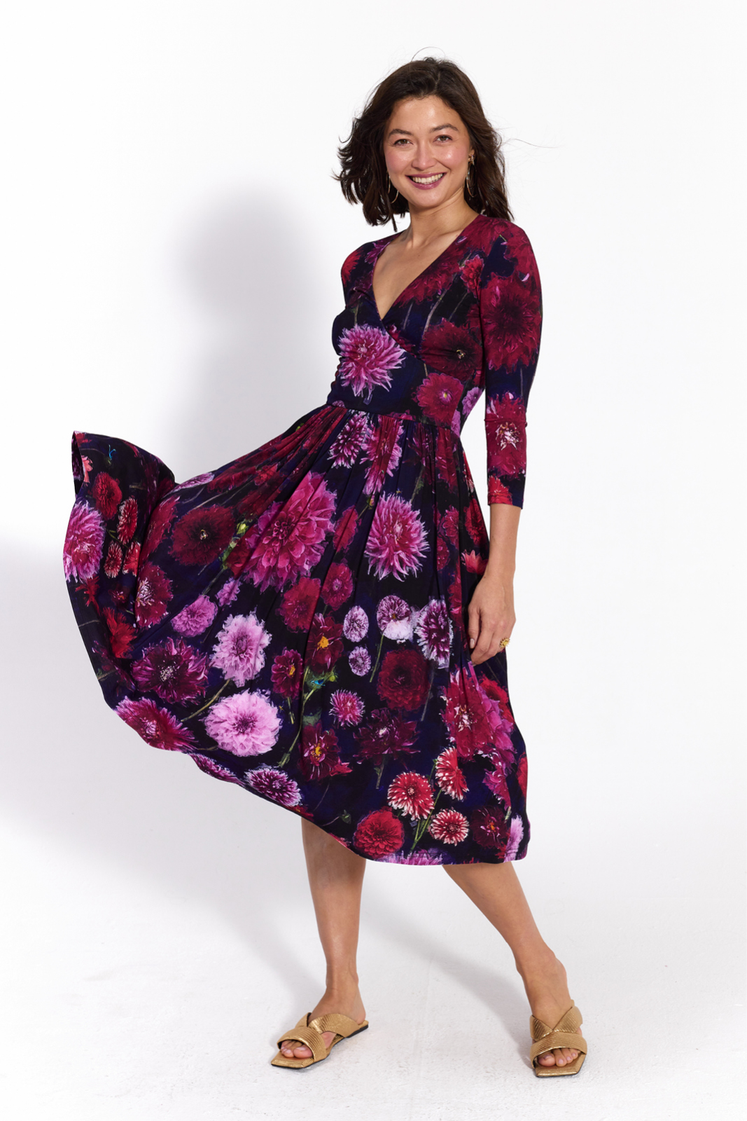 WRAP DRESS dahlias print