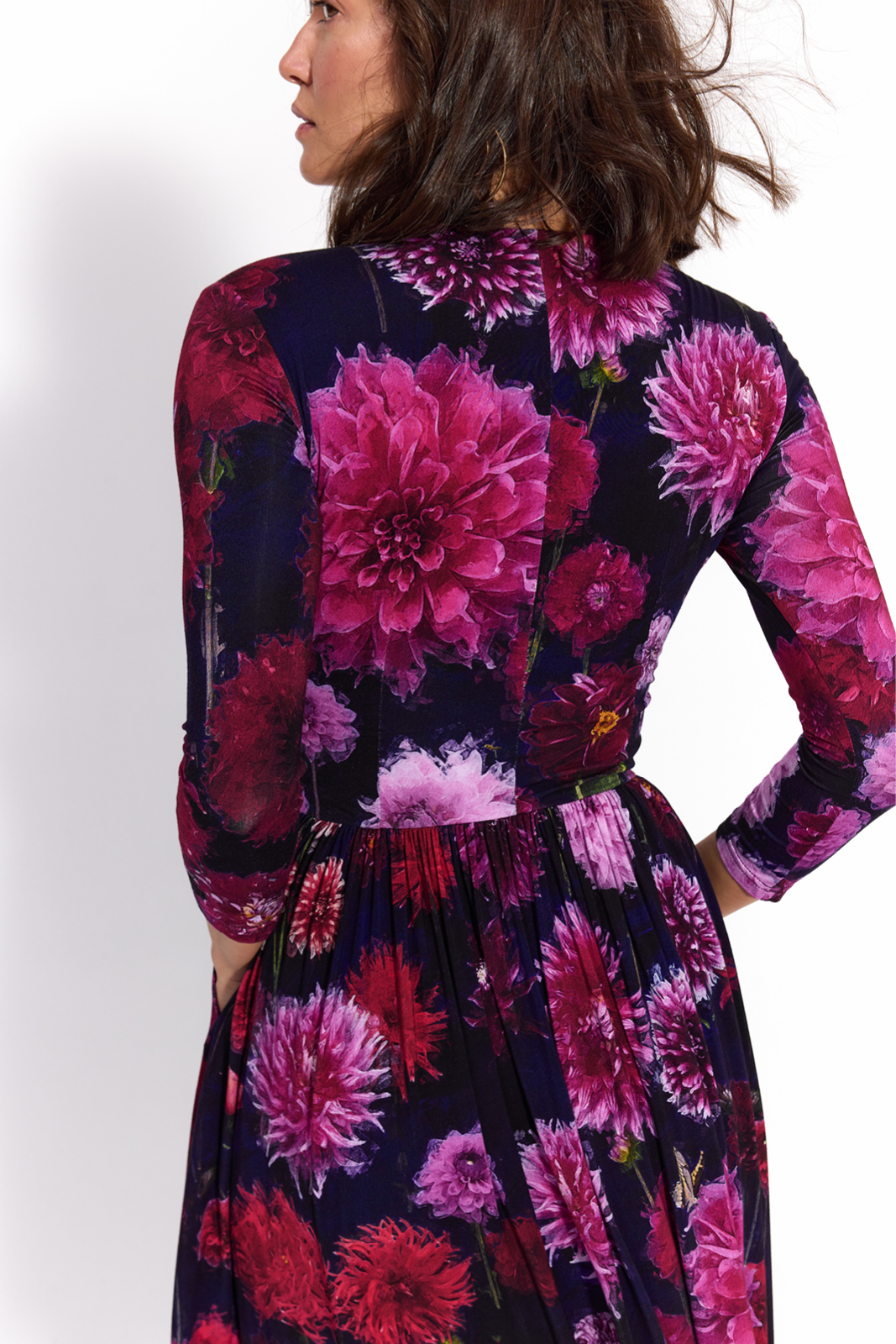 WRAP DRESS dahlias print