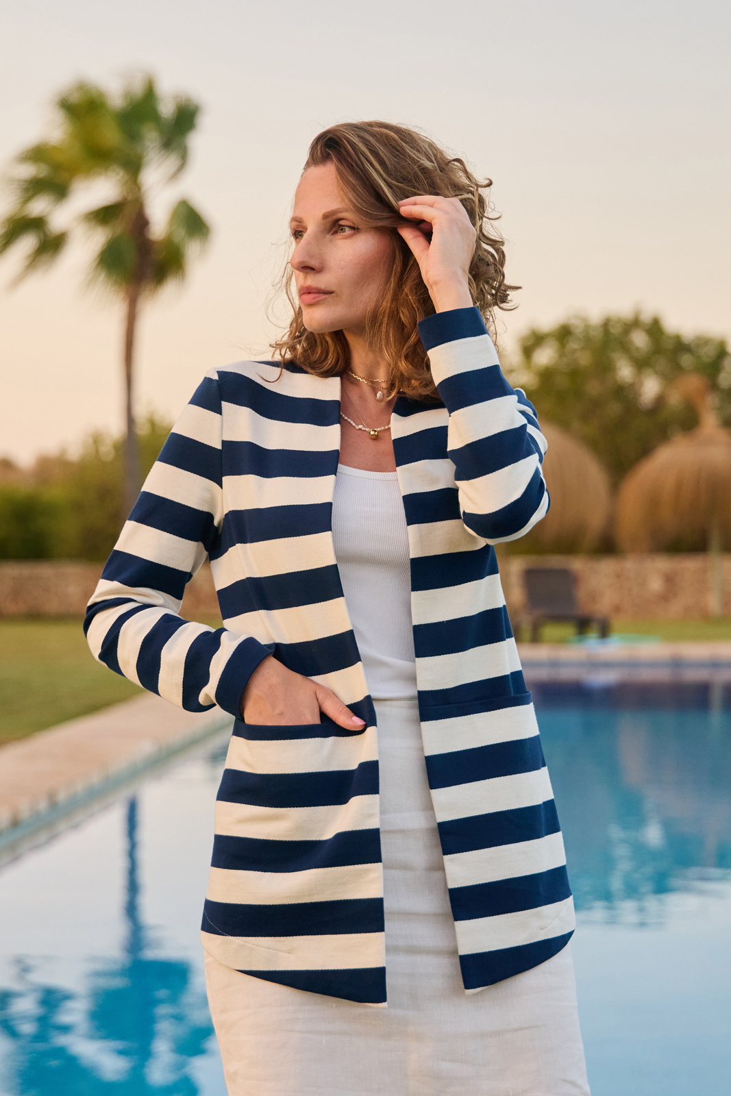 OUT OF OFFICE navy & ivory stripes