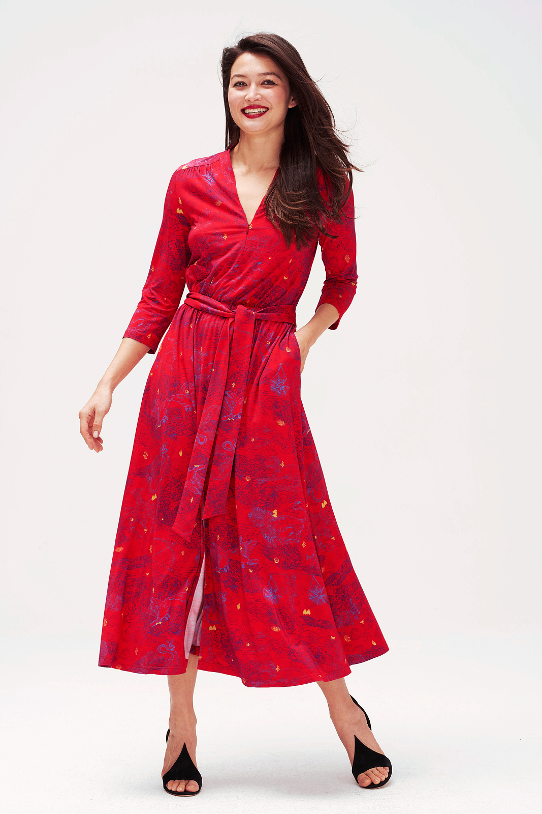 LIBERTY DRESS print wish you luck red