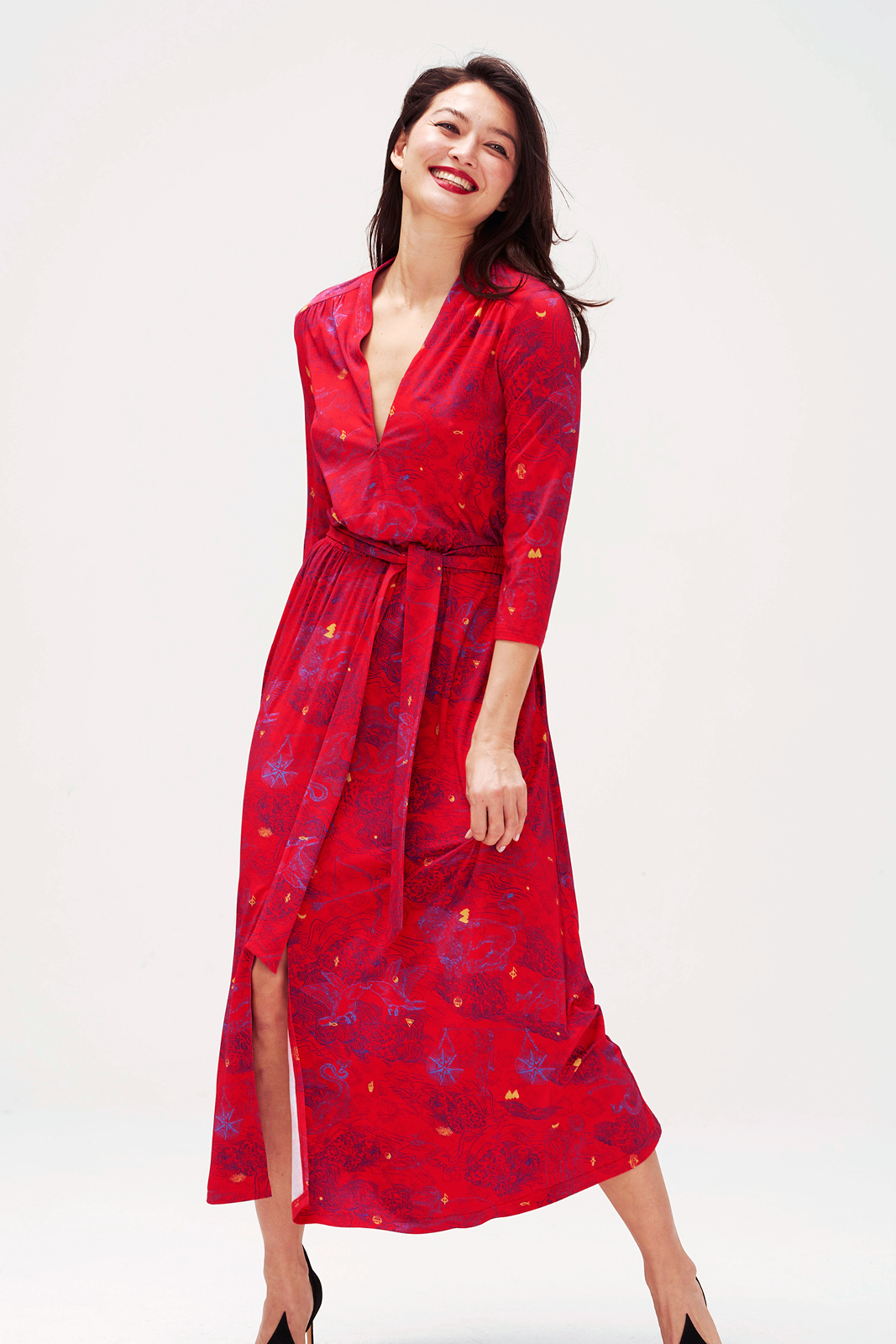 LIBERTY DRESS print wish you luck red