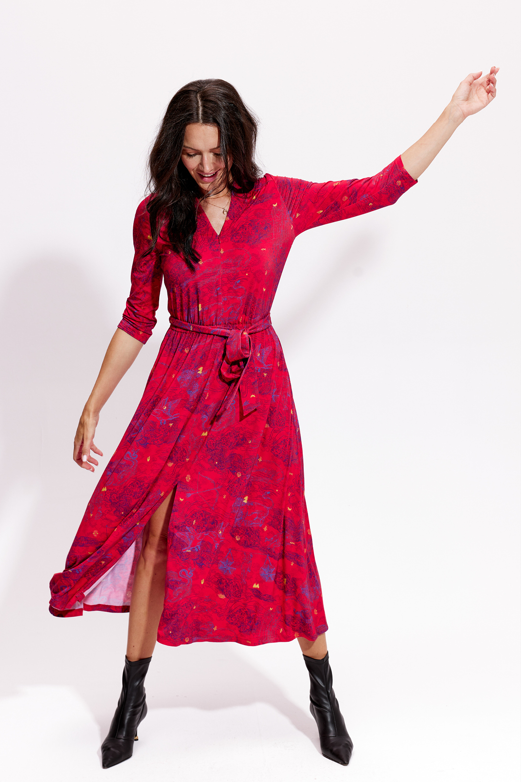 LIBERTY DRESS print wish you luck red