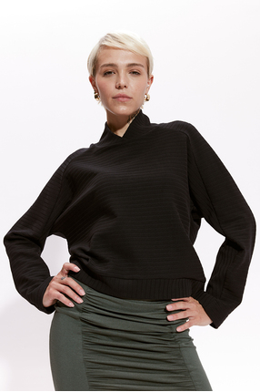 PLEASURE SWEATSHIRT ribbed black