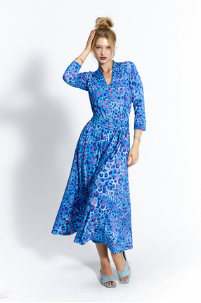 LIBERTY DRESS blue panther print